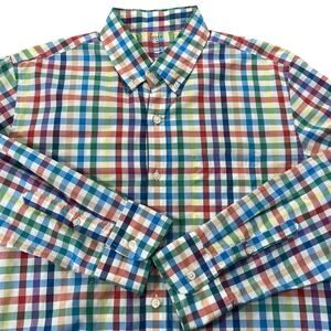 J. CREW  Rainbow Plaid Shirt Men L Slim Fit Button Up Long Sleeve Light Weight